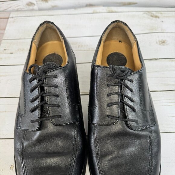 Croft & Barrow Carlton Black Leather Wide Lace Up Mens Dress Shoes Size 9 Wide - Picture 4 of 13